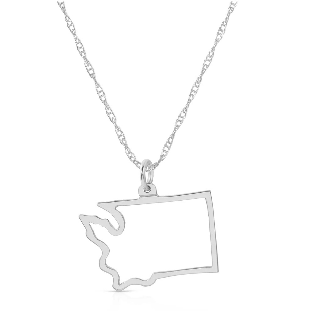 Maya Brenner Los Angeles Washington State Cutout Necklace Sterling Silver 925